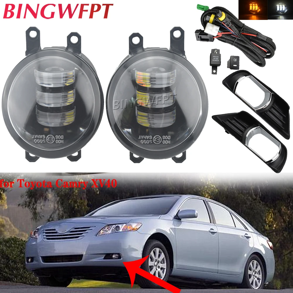 

2PCS Fog Light LED Fog Lights For Toyota Camry XV40 2007 2008 2009 Fog Lamps Switch Grille Cover Foglight Frame Headlights