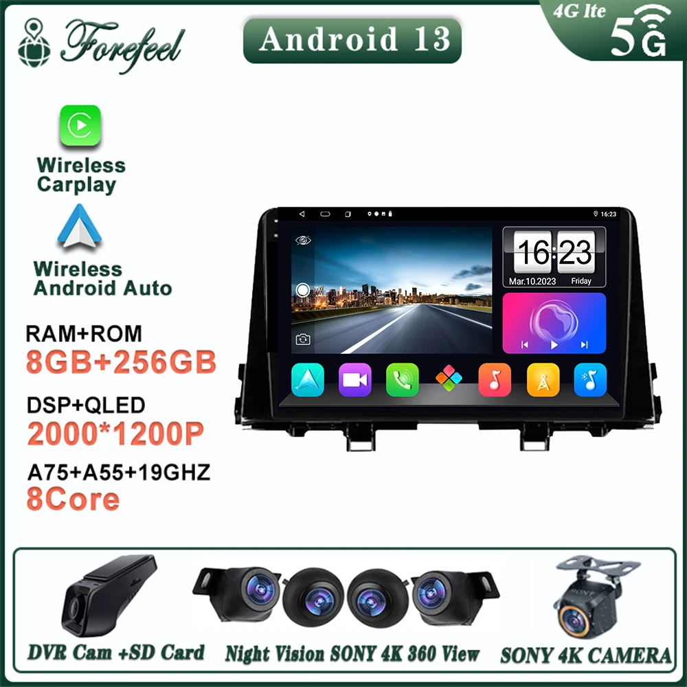 

Android 13 For KIA Picanto Morning 2016 2017 2018 2019 9" HDR Multimedia Car Auto radio Player DVD Navigation GPS Dash Cam 2K