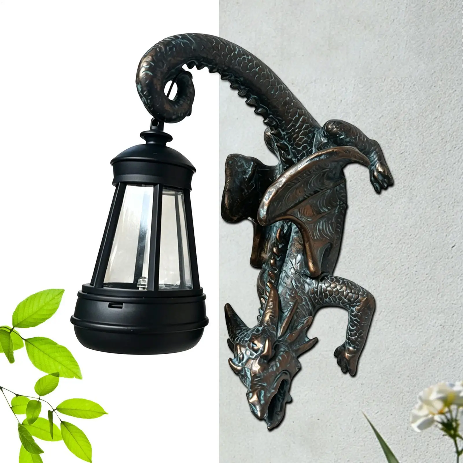 Solar Powered Dragon Garden Statue Whimsical Solar-powered Resin Dragon Lights Outdoor Fence Decor For Lawn Patio Porch