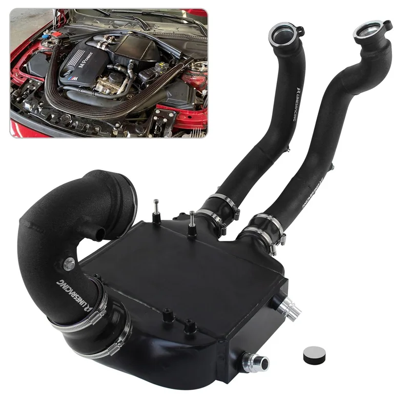 Top Mount Intercooler w/ Charge Pipes For BMW 15-20 M2 M3 F80 M4 F82 F83 S55 Performance Aluminum Red/Black/Blue