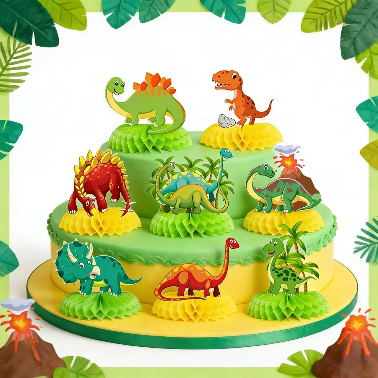 Decoración de Escritorio con Diseño de Panal de Abeja de Jurassic World, Decoración para Fiestas de Cumpleaños de Dinosaurios, Adornos para Mesa DIY, Decoración para Fiestas Infantiles y Baby Shower