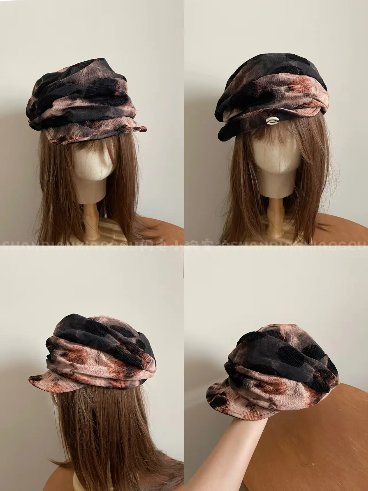 

Niche Trend Tie-dye Pleated Beret Women's Spring Summer Thin Fashion Street Large Version Soft-brimmed Sunshade Newsboy Cap