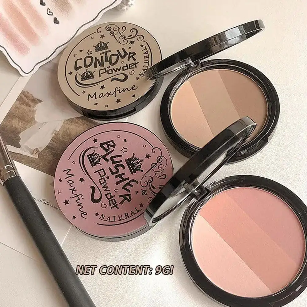 3 Color Contouring Powder Rose Pink Bronzer Palette Long Lasting Natural Stereoscopic Face Shading Powder Contour Powder Palette