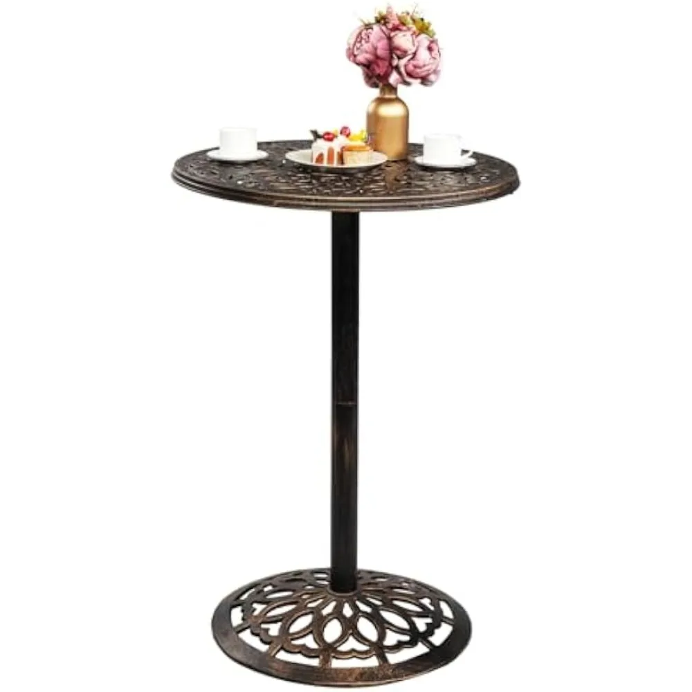 

40" Outdoor Bar Table Cast Aluminum, Patio Height Bar Table Patio Dining Table, Outdoor High Top Bistro Table Outdoor Furniture