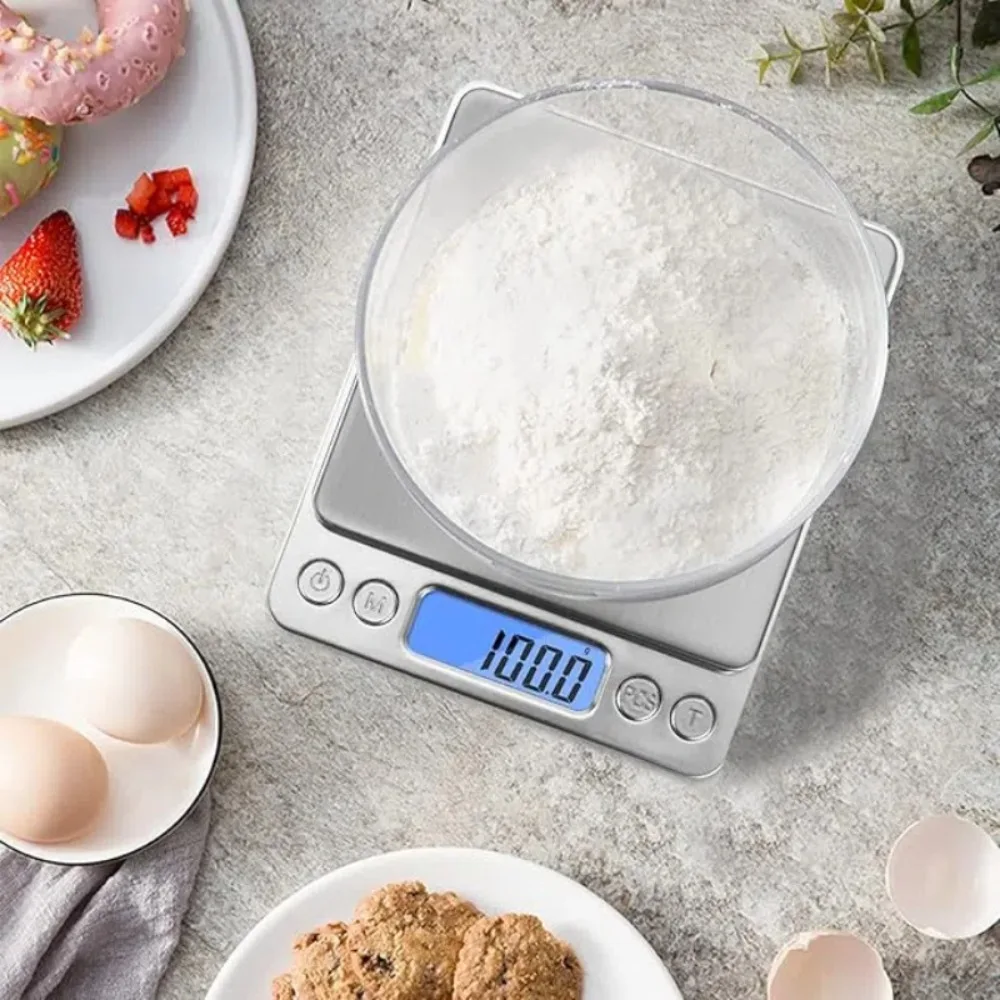 

LCD Display Electronic Scale Pocket Scale Balance Mini Digital Scale Kitchen Scales with 2 Tray Digital Jewelry Weighing Scale