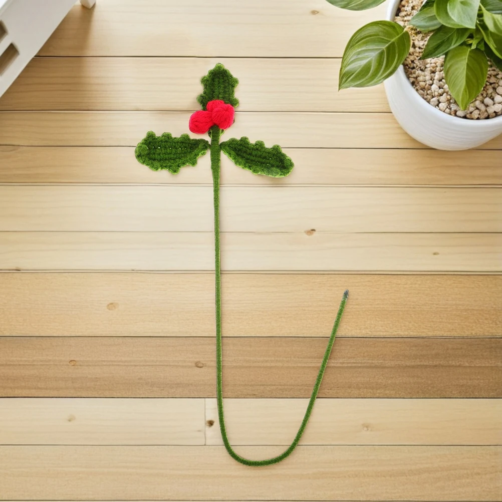 

2Pcs Handmade Crochet Red Bean Bouquet Artificial Flowers Faux Floral Arrangement Decorative Fake Flower Vase Filler Wedding