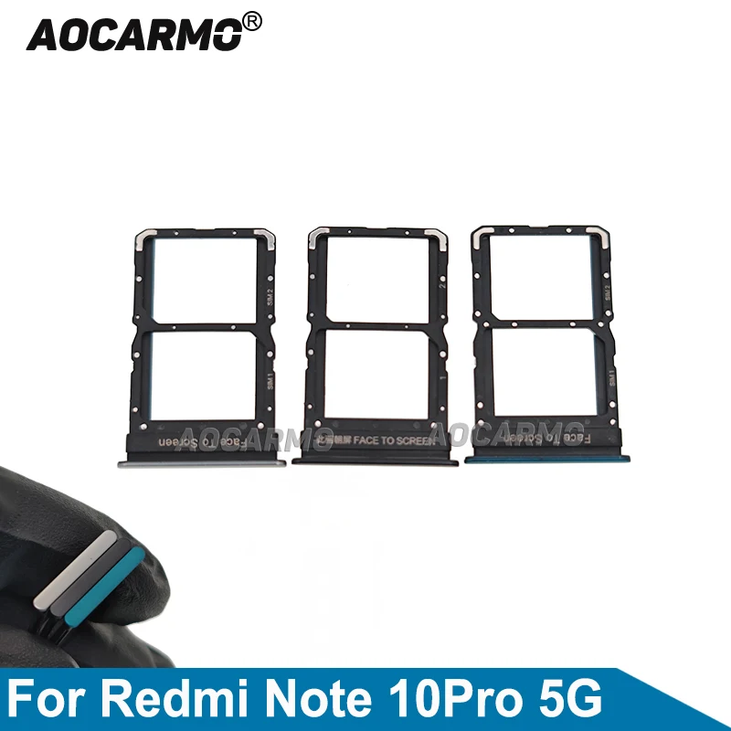 

Aocarmo зеленый, черный, серебристый, слот для SIM-карты для Xiaomi Redmi Note 10Pro 5G, запасные части