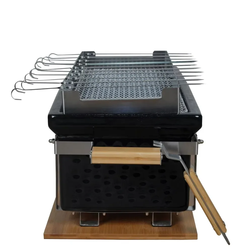 Portable ceramic rectangular Japanese dining table, small mini barbecue grill/roasted chicken grill, charcoal barbecue