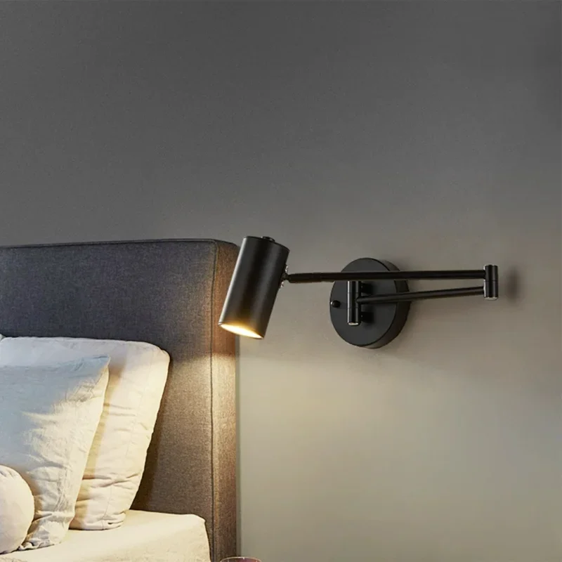 

Bedside LED Wall Lamp Adjustable Wall Sconce Reading Light Minimalist Nordic Hotel Room Master Bedroom Spot Led Light
