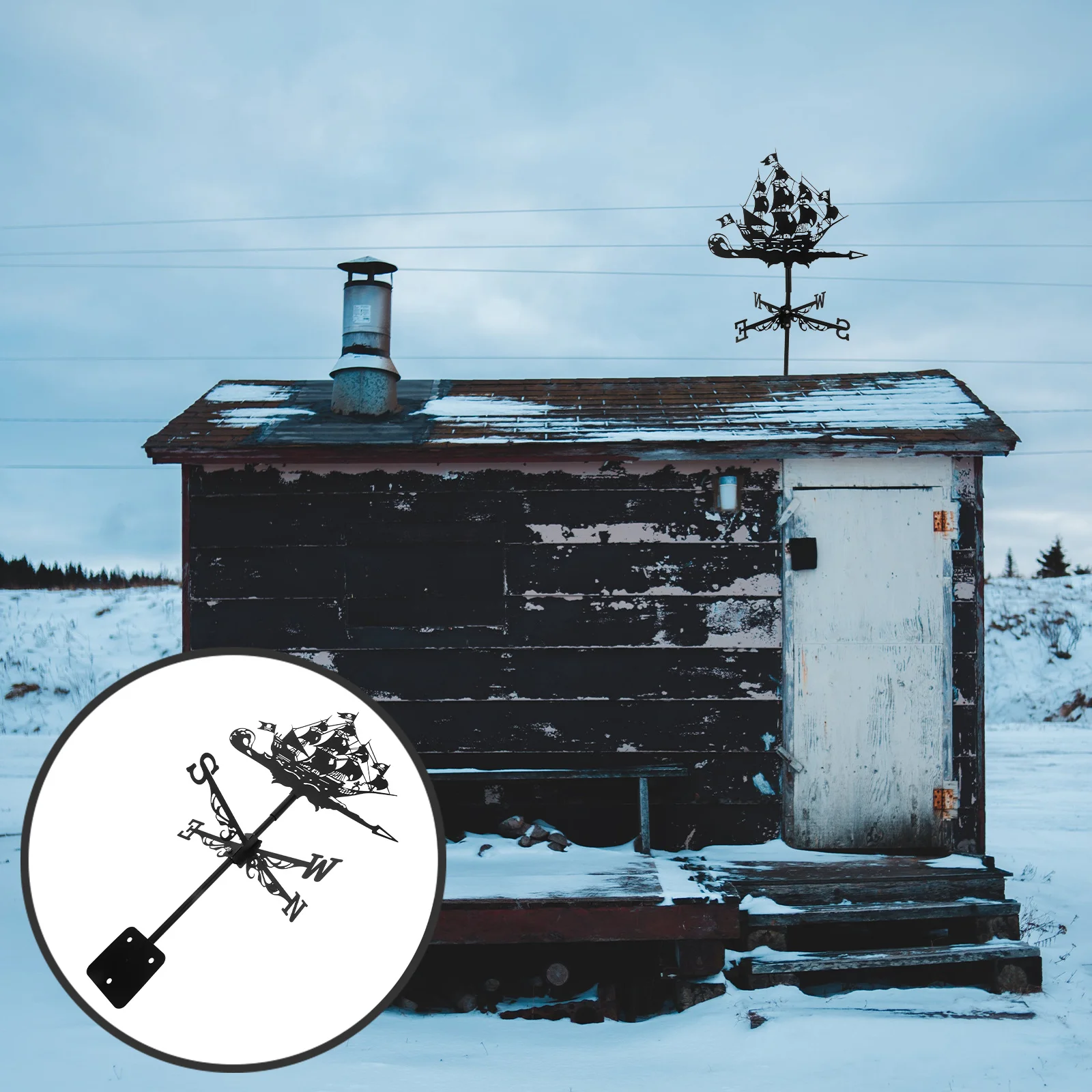 

Pirate Ship Weather Vane Metal Wind Direction Indicator For Garden Yard Roof Mounted Decor Outdoor Weathervane Iron Lawn