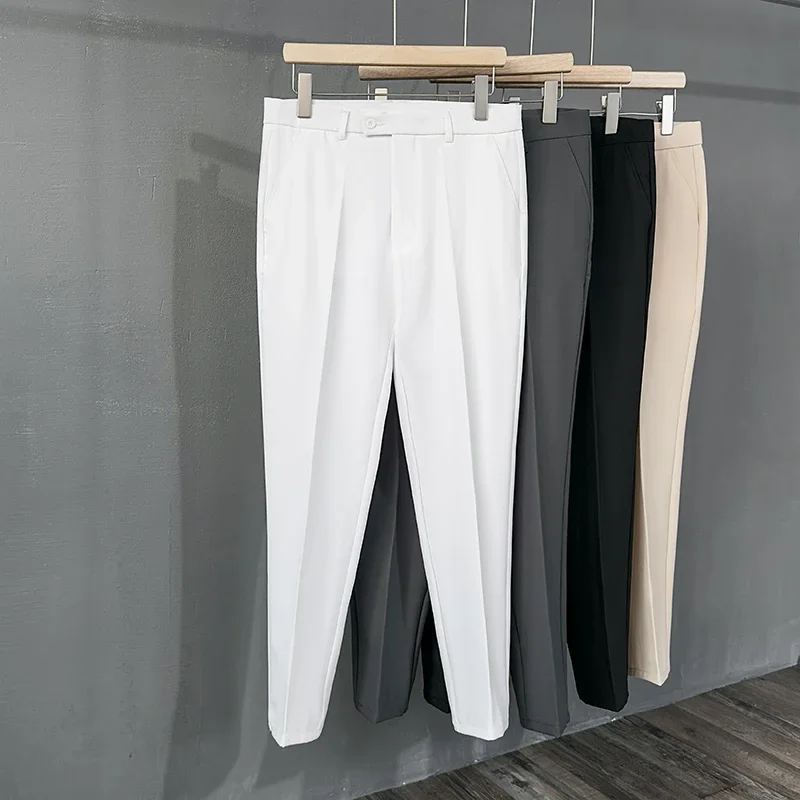 

Spring Summer New Suit Pants Men Fashion Business Draped Casual Slim Classic Male Clothing Solid Color Trousers