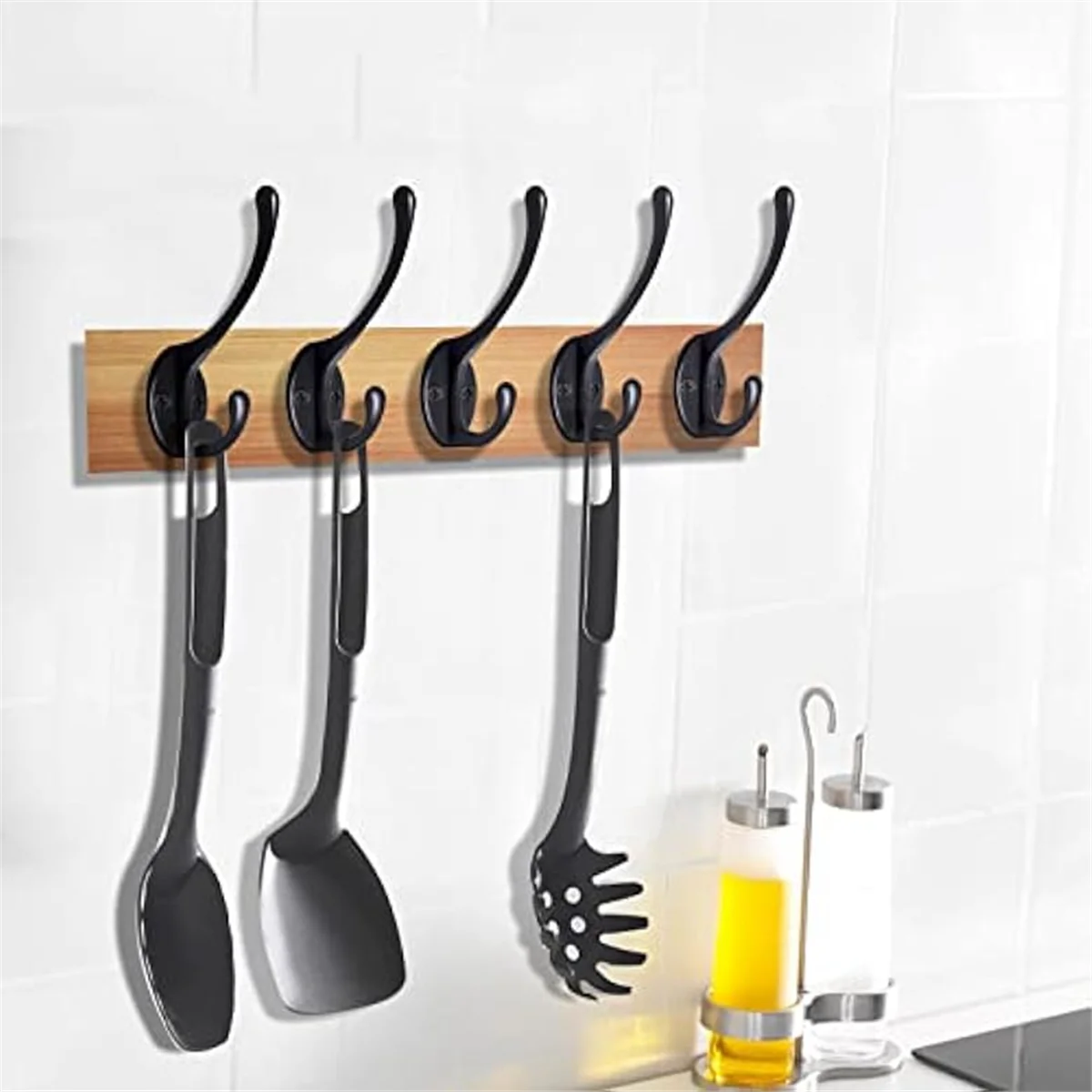 20Pack Black Wall Hooks for Hanging, Metal Coat Hooks Wall Mounted, Retro Double Hooks Heavy Duty Hanger with 40 Screws