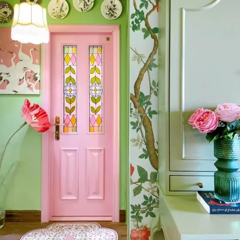 Bedroom door French door Retro door Bathroom Solid wood composite paint  Swing European swing