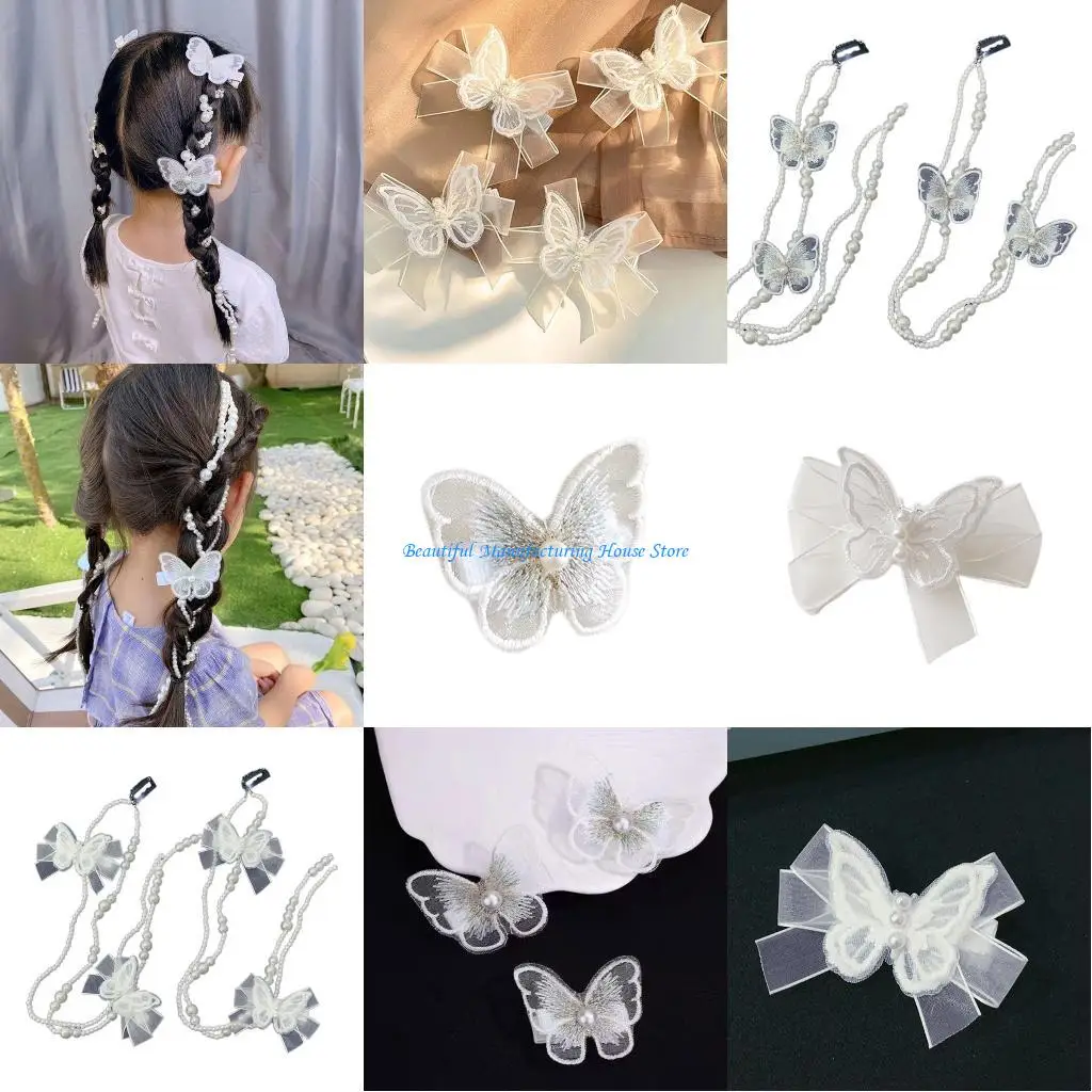 

E56A Chinese Butterfly Hair Clip Ponytail Headwear for Woman Girls Taking Photo Shopping Travel Non-slip Hairpin