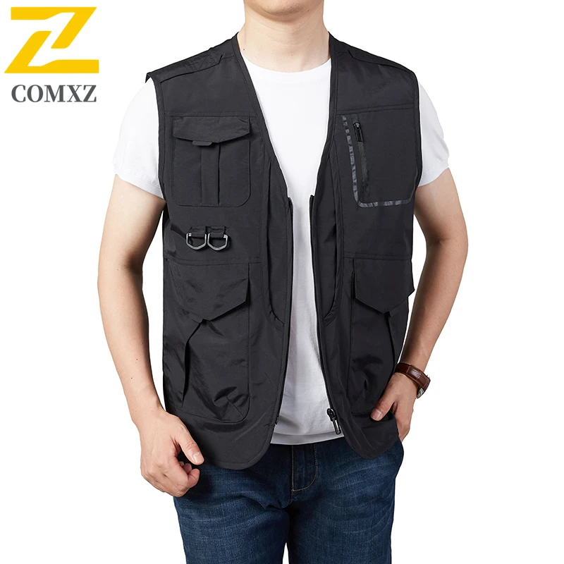 

Мужской жилет, летний новый тонкий жилет с несколькими карманами, свободная дышащая спортивная куртка для фотосъемки, жилет на молнии для отдыха на природе, кемпинга и путешествий