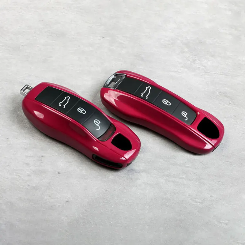 

Luxury ABS Plastics Gem Red Car Key Case Cover Shell Fit for Panamera Cayenne Macan 911 Boxster Cayman 718 Taycan