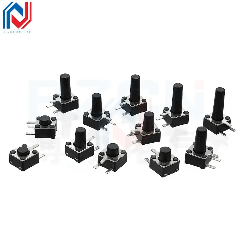 20pcs Size 4.5X4.5mm Touch Switch 4.5*4.5*3.5-10mm Side Three-Leg Dip Side Plug Horizontal Button PCB Panel Keypad Button Switch
