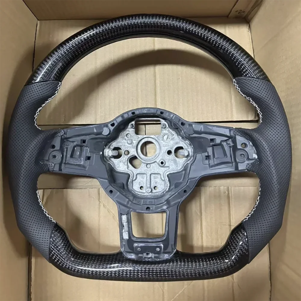 

Real Carbon Fiber Half Perforated Leather Steering Wheel For VW Golf MK7 R GTI Tiguan MK2 with Paddle Shift Holes