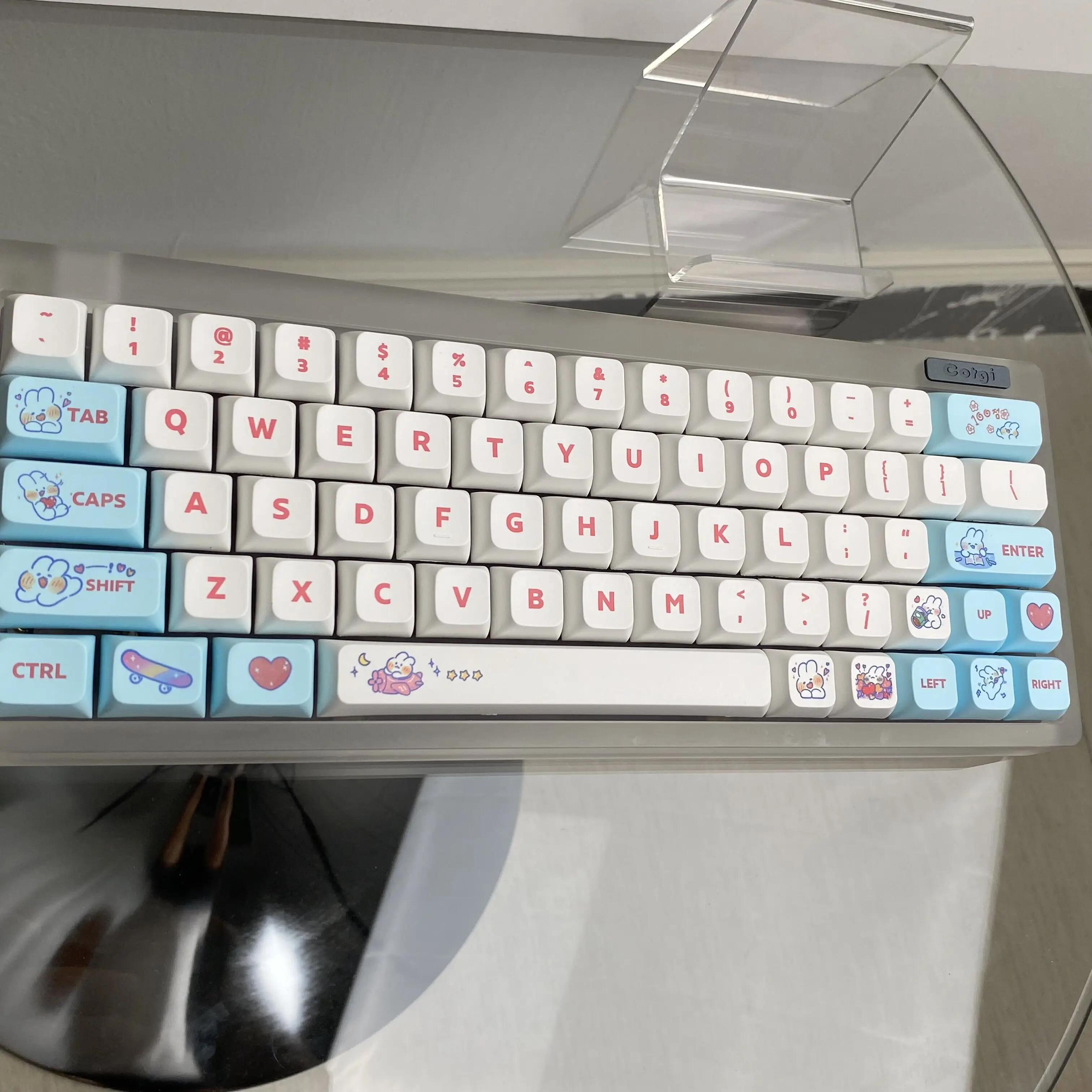Steam rabbit keycap XDA height PBT thermo-sublimation lavender rabbit mechanical keyboard cap 61/68/87/75/98