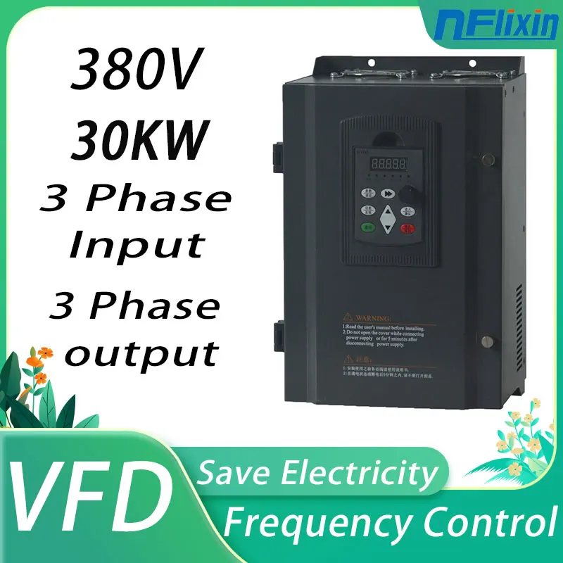 VFD 380V 15-55KW  three-phase input and output lathe motor special frequency converter, fast stop, with braking function