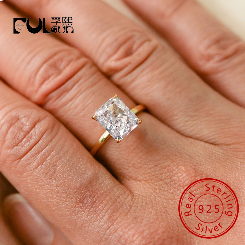 

Прямоугольное обручальное кольцо Raine огранки из стерлингового серебра 925 пробы с позолотой 14 карат для женщин, ювелирные изделия