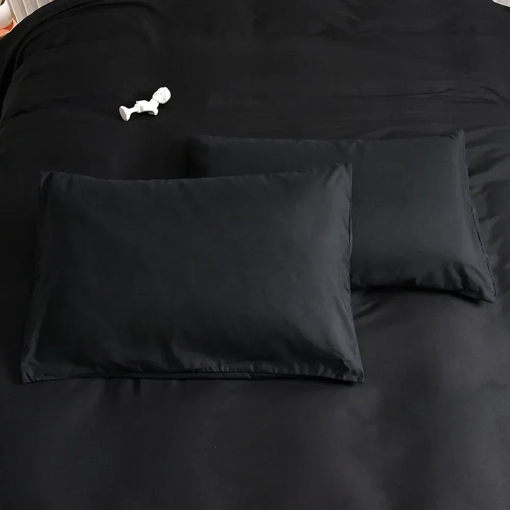 Pure Bedding sets Black Duvet covers Solid Bed Linen Euro Beddings Gray Quilt Cover Pillow Shams 200x200 140x200