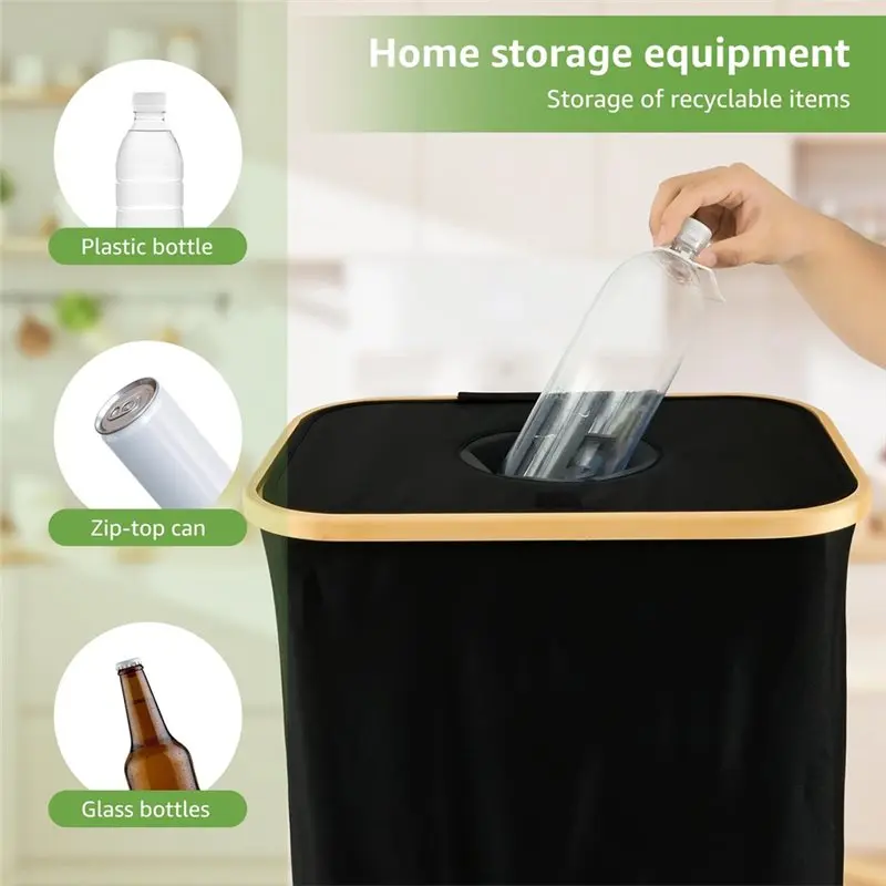B23B Bottle Storage Box, Oxford Cloth, Deposit Bottle Collector, Recycling Box, Laundry Basket, Indoor Garbage Bin Grey