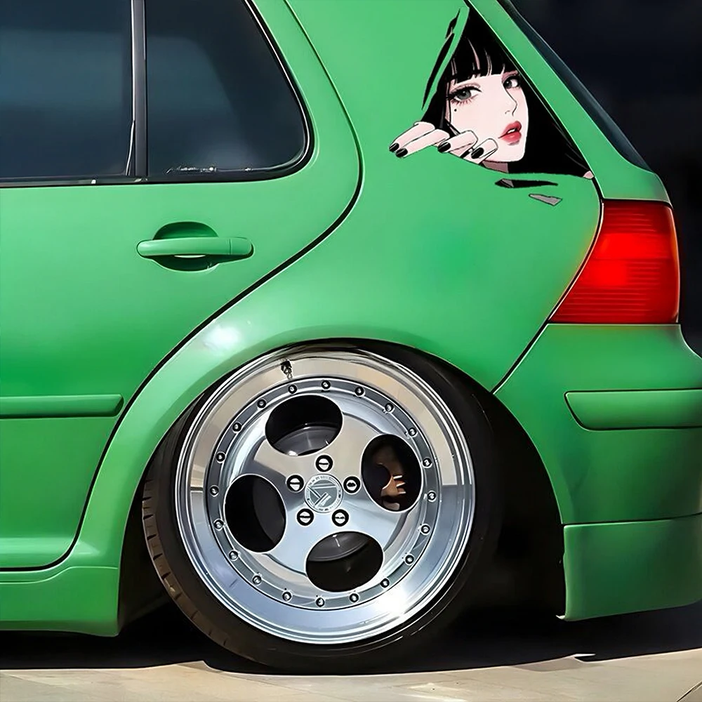 JDM Niedlicher Anime-Mädchen-Autoaufkleber, Kreativer Cartoon-Vinyl-PVC-Aufkleber für Auto, Motorrad, Koffer, Gamer-Computer-Gehäuse, Wasserdicht – Detail 5