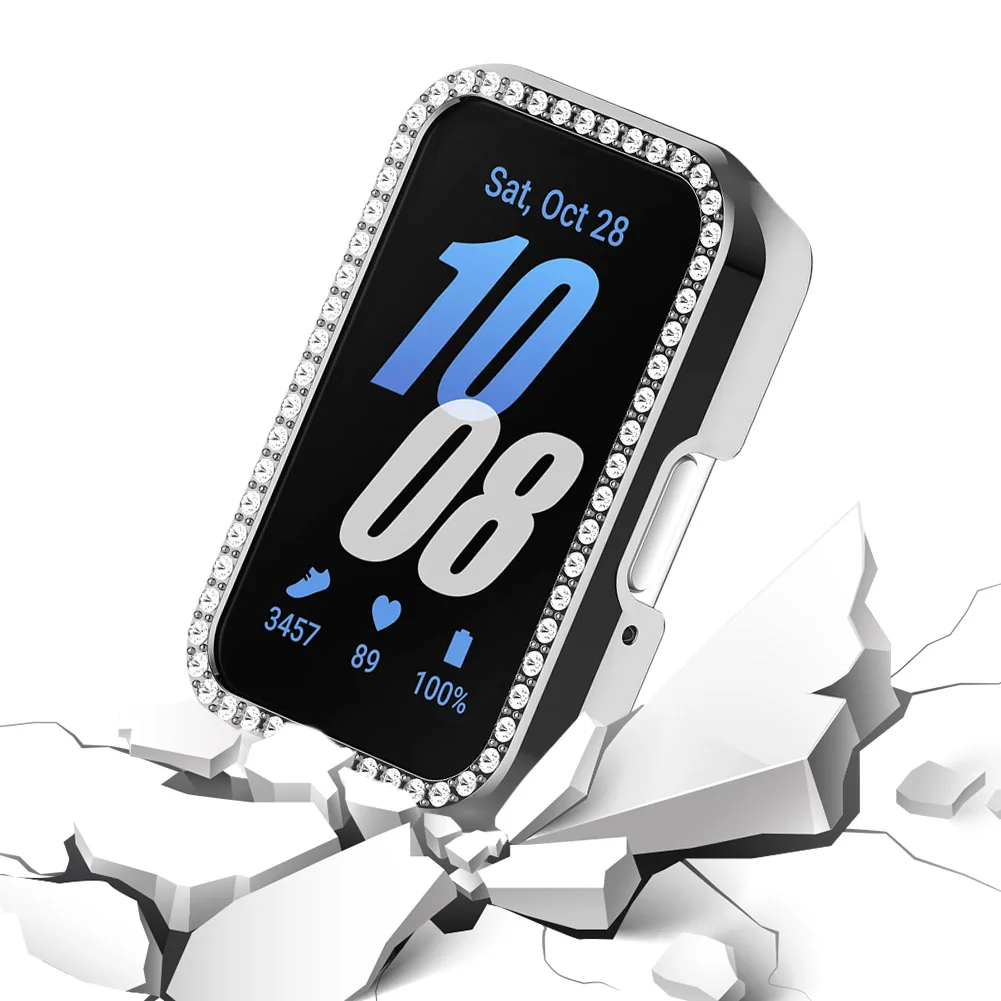 PC ダイヤモンド象嵌ケース スクリーンプロテクターケース 傷防止スマートウォッチ保護シェル Samsung Galaxy Fit 3 SM-R390用