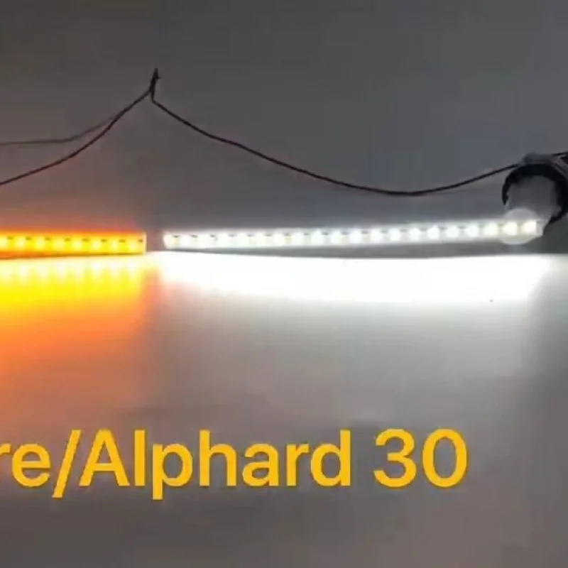 

SAAR подходит для передней фары серии Alphard 30, указатель поворота, двухцветный модифицированный плавный дневный ходовой фонарь, желтый светодиодный светильник