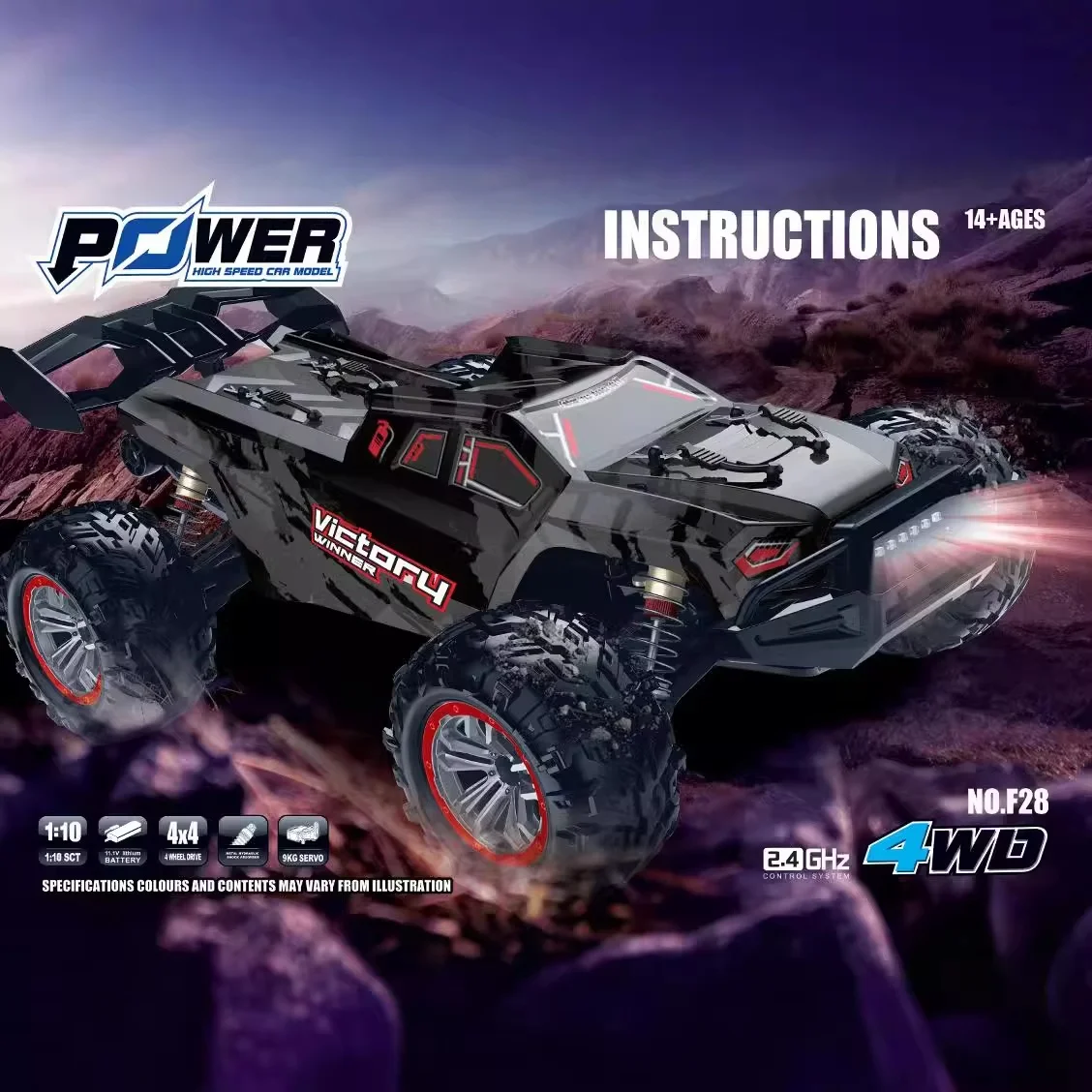 1/10 F28 Four-Wheel Drive Brushless High-Speed Off-Road Remote Control Vehicle 2.4g Racing Climbing Car Simulation Model Holiday