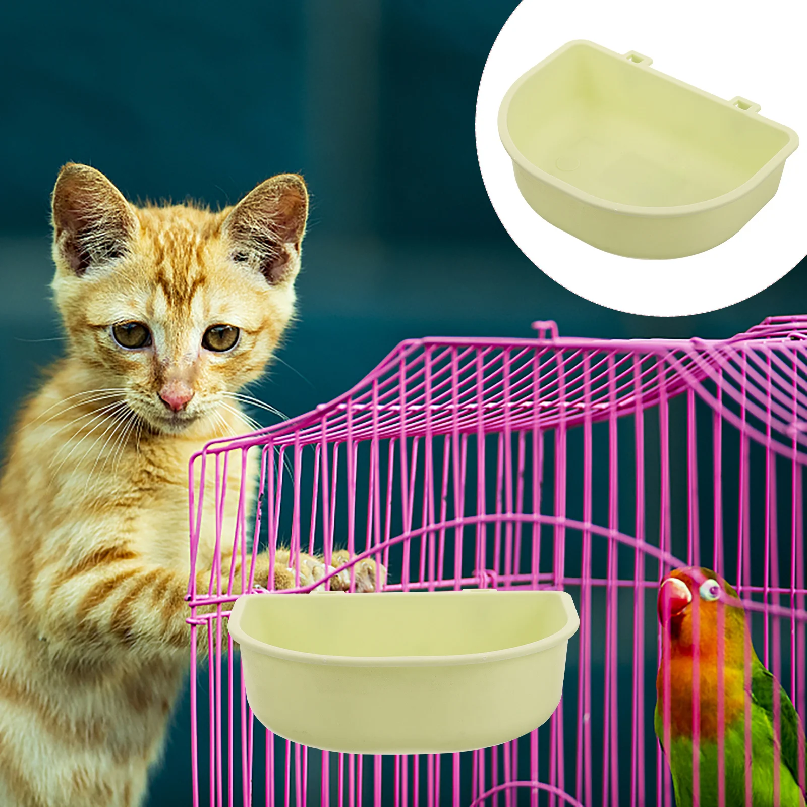 

Hanging Pet For Cat Dog Puppy Feeder Food Water Container Mountable Durable Plastic Round Bowl Small Pet Feeding Travel