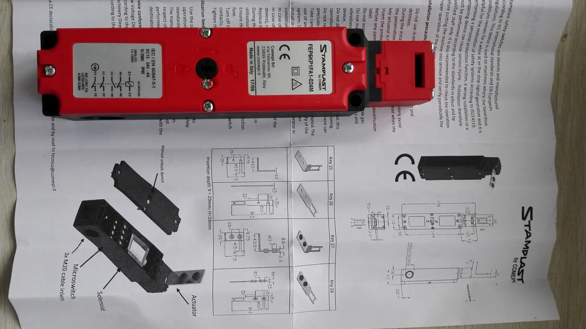 

Новый оригинальный безопасный Электрический замок Comepi FEP5KP1FA1