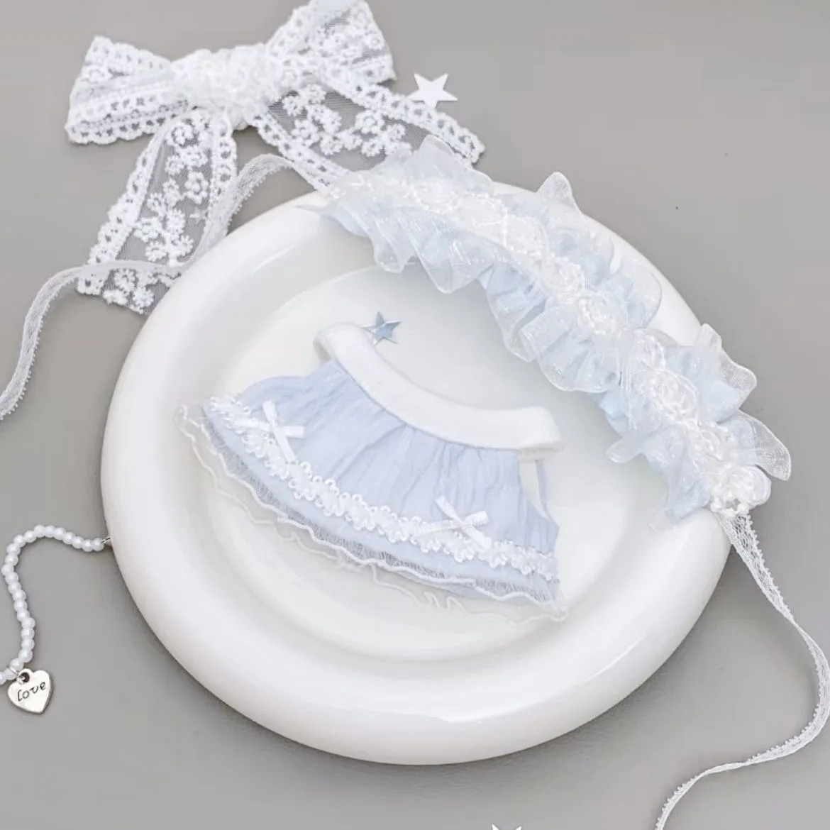 10 سنتيمتر القطن دمية نجم البحر الملابس مجموعة صغيرة الدانتيل خادمة تأثيري فستان الزي مع عقال دمية زي تغيير الملحقات #4