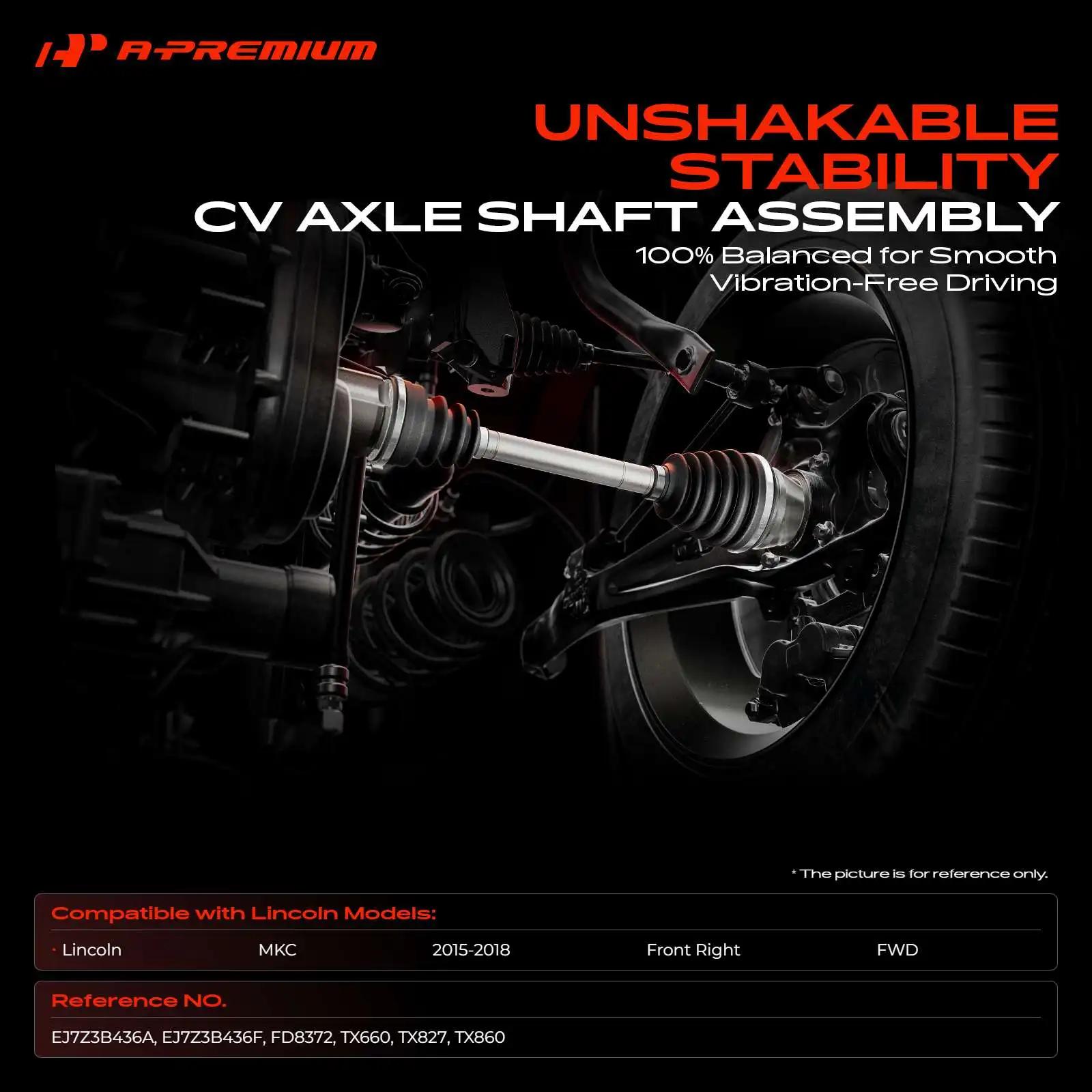 A-Premium Front Passenger Side CV Axle Assembly for Lincoln MKC 2015-2018