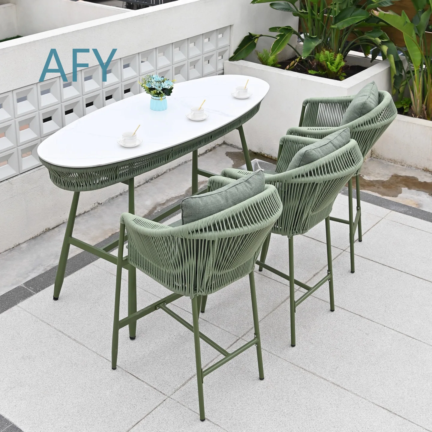 Nordic Outdoor Patio Table and Chair Set for Villa Garden Designer Rattan Furniture Creative Balcony Leisure Rattan Chair