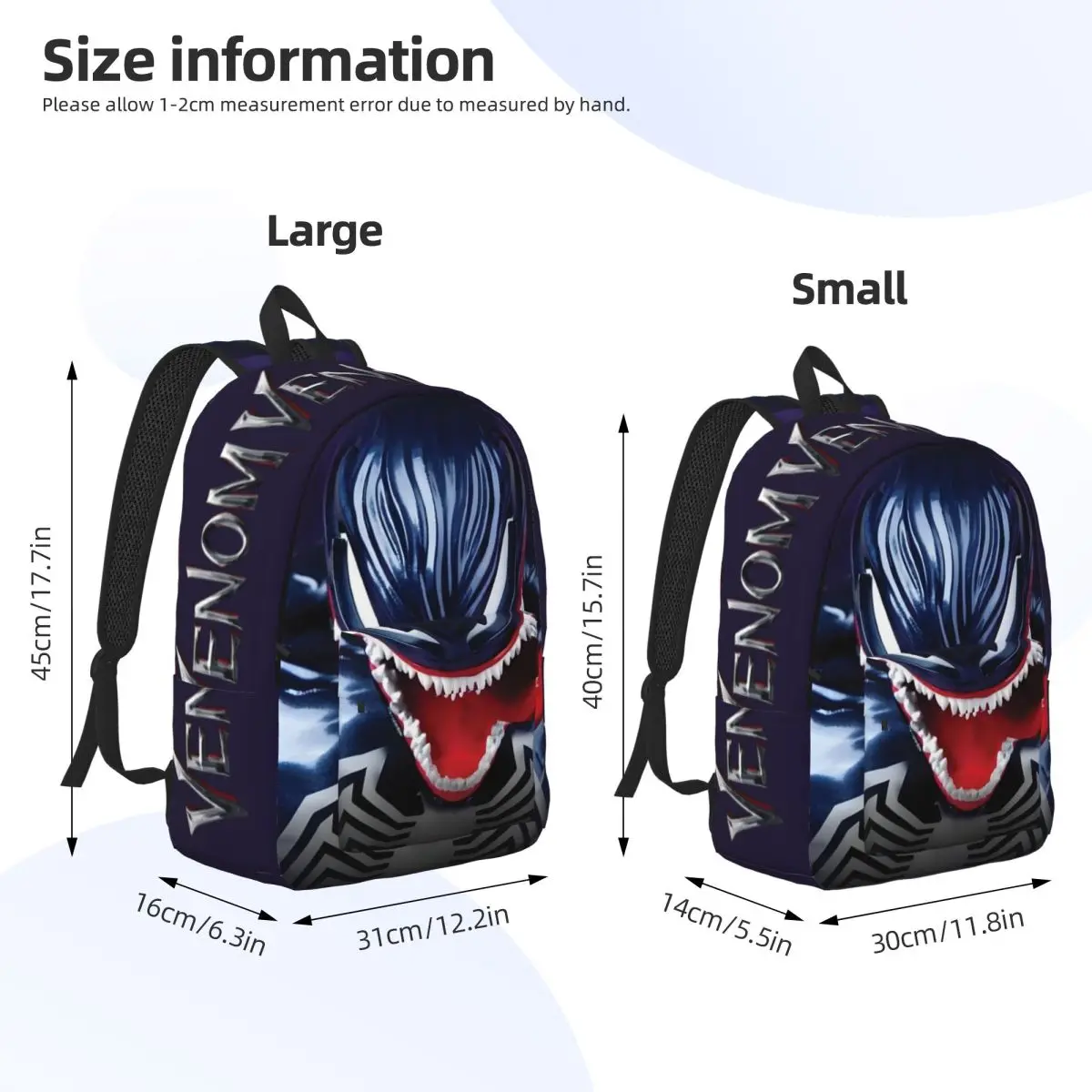 Venom Schoolbag Marvel Spider Man Venom Children Versatile Hiking For Gifts Zipper Closure Laptop Bag