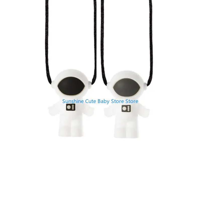 C5AF الطفل سيليكون رائد الفضاء عضاضة التوحد الحسية مضغ قلادة طفل التسنين لعبة مهدئة الرضع مهديء