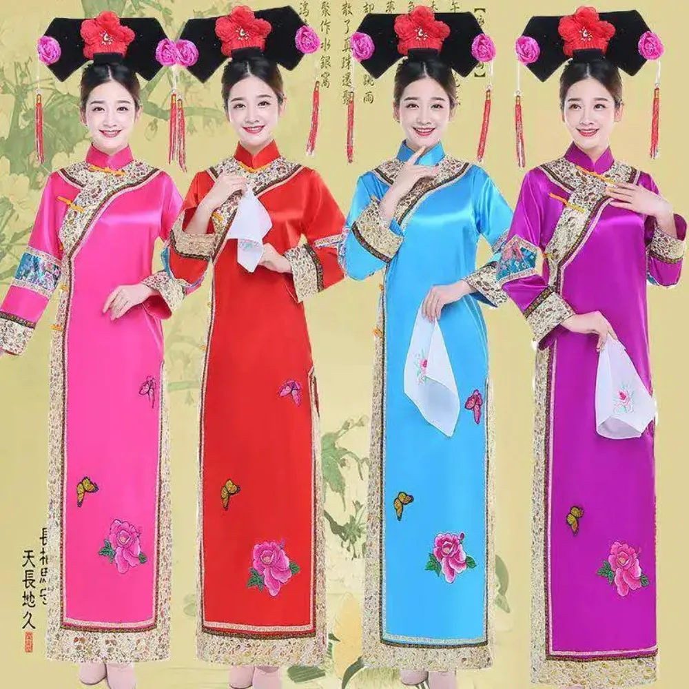 My Fair Ancient Palace Lock Traditional Qipao Manchu Court Clothing Qing Dynasty Costume Princess Chinese Tv Costumes