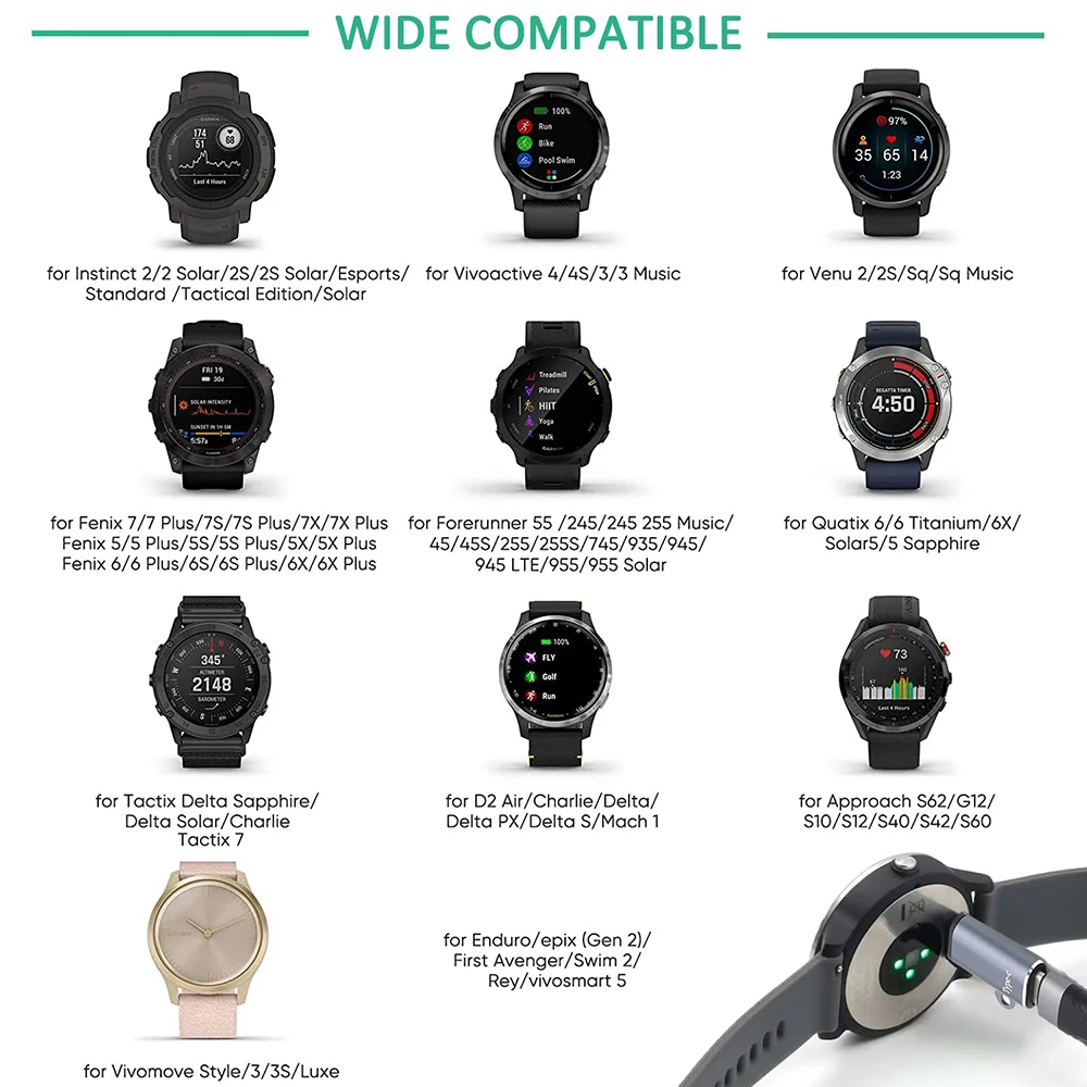 محول شاحن من النوع C لـ Garmin Fenix 8 7 7S 7X 6 6S Pro Forerunner 970 965 955 570 255 255s 245 158 Instinct E 1 2 2S 2X 3