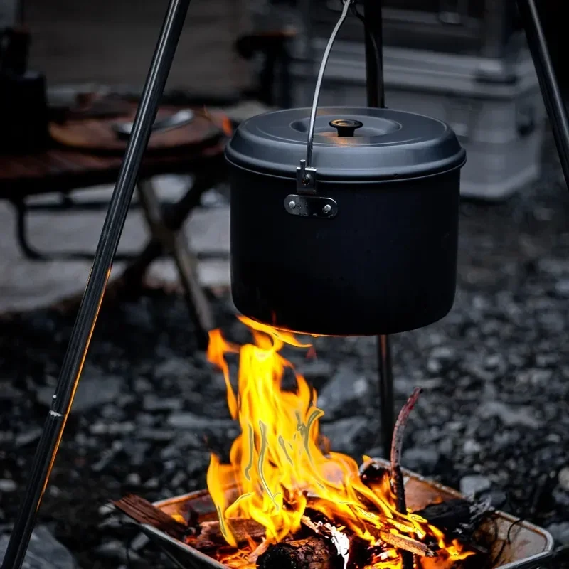 Imagem -06 - Panela de Titânio ao ar Livre Frigideira Cozinha de Piquenique Utensílios de Acampamento de Trekking Conjunto de Panelas de Titânio Caldeirão de Viagem