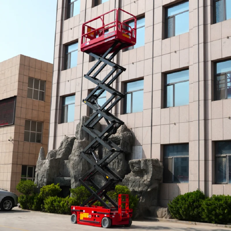 Industrial 12m Self-Propelled Hydraulic Scissor Lift Anti-Tilt Protection Design CE Certified Mobile Construction Lift
