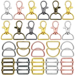 15 Pack Swivel Clasp D Ring and Slider Clasp Set Lanyard Snap Hook Keychain Clip Hook D Keychain Ring Lobster Claw Clasp