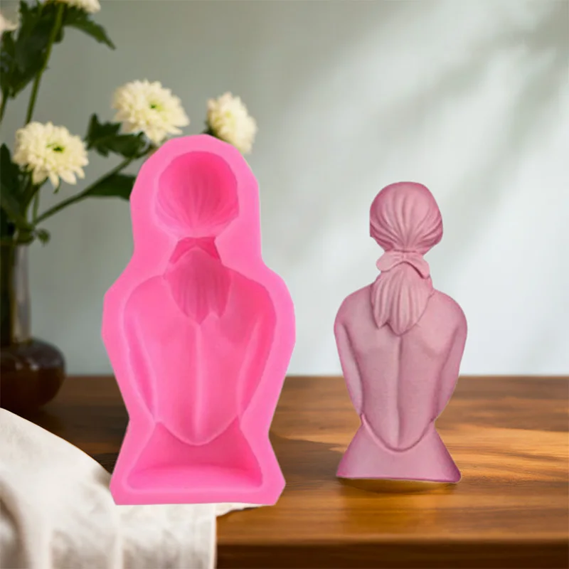 4 pieces, Goddess Back Silicone Mold Chocolate Flip Sugar Decoration Baking Cake Gypsum Pendant Mold
