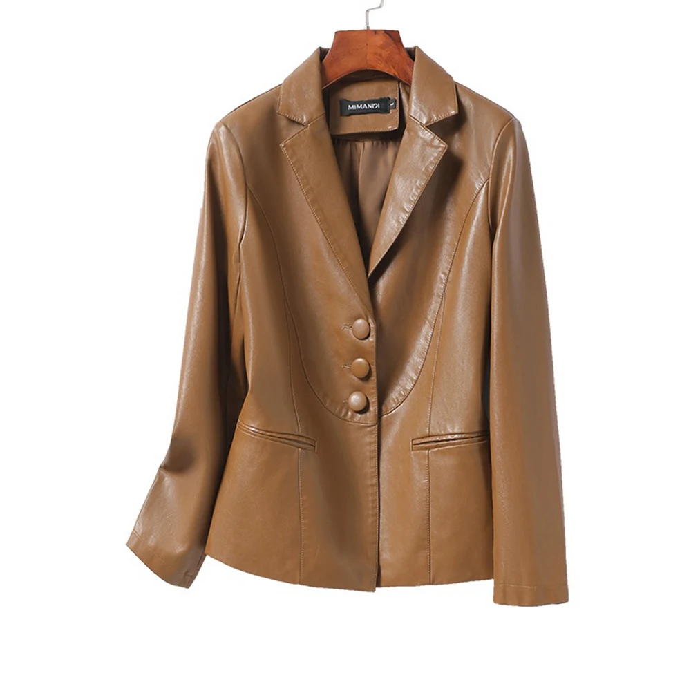 

Lady Spring Summer Leather Suede Jacket Women Moto Biker Coat Female Suit LF2326DG