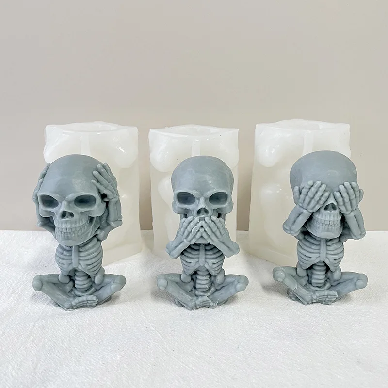 

Halloween Little Cute Skeleton Candle Silicone Mold For Festive And Romantic Decoration Homemade Handicraft Gift Making Kitchen