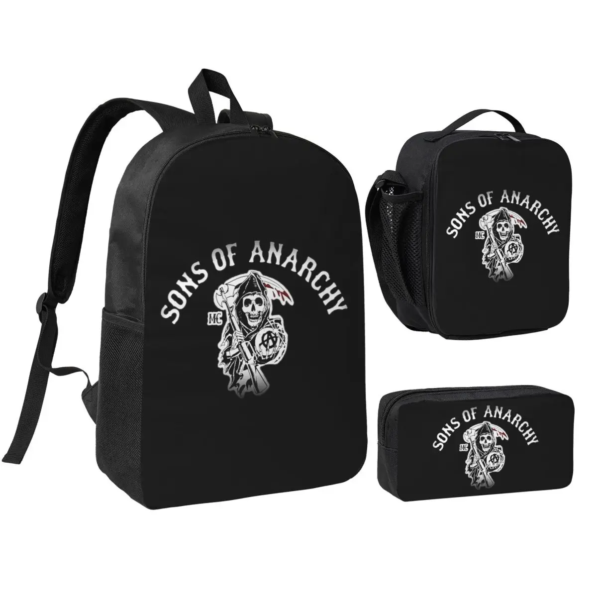 

Sons Of Anarchy Samcro Whiskey Backpack Boys Girls BookBag School Bag Laptop Shoulder Bags 3ps Insulated Lunch Bag Pencil Case