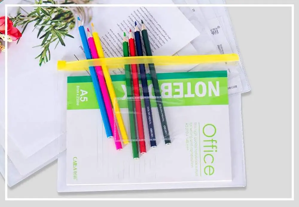 50 Pcs Poly Zip Envelope Document Pouches Zipper File Bag File Folder,A5 Size