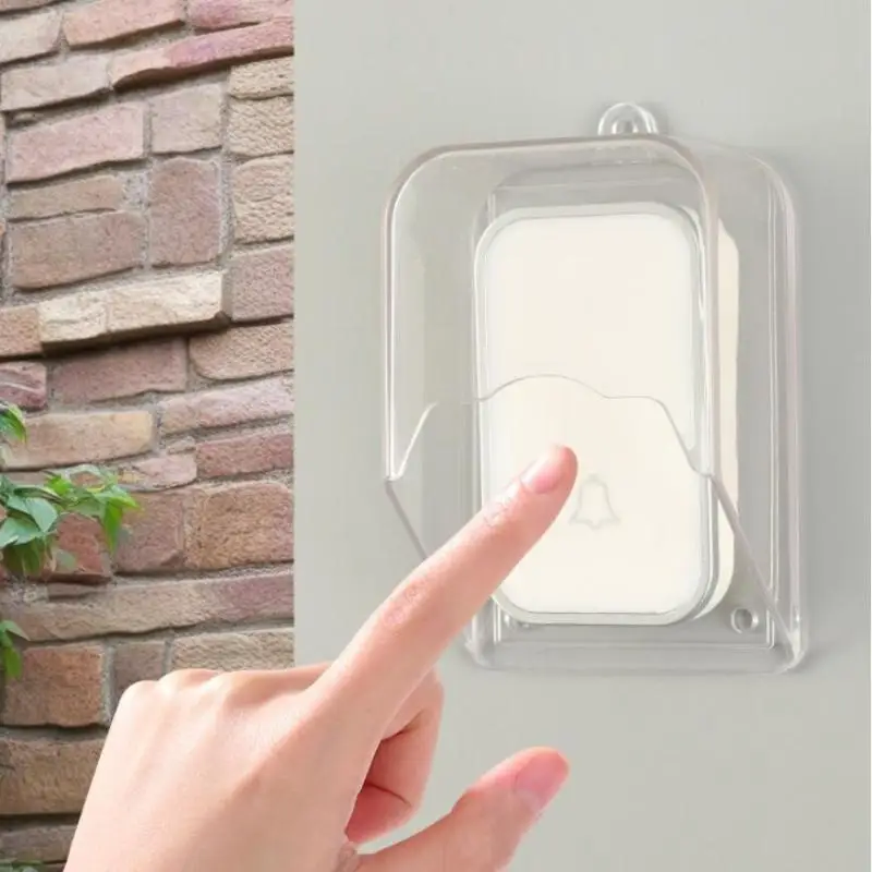 1Set Wireless Door Bell Chime Button Protective Cover Outdoor Home Doorbell Waterproof Cover Splash Guard Cover