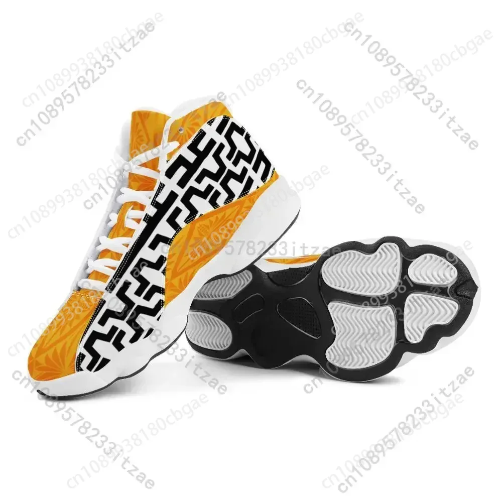 

Luxury Design Polynesian Samoa tribe Orange Tonga Style Running Shoes Custom Ball Sports Team Logo Men's Basketball Sports Shoes